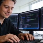 Optimal Hardware Specs for High-Performance Web Development Workstations Software developer working on a web developer pc build in a modern workspace